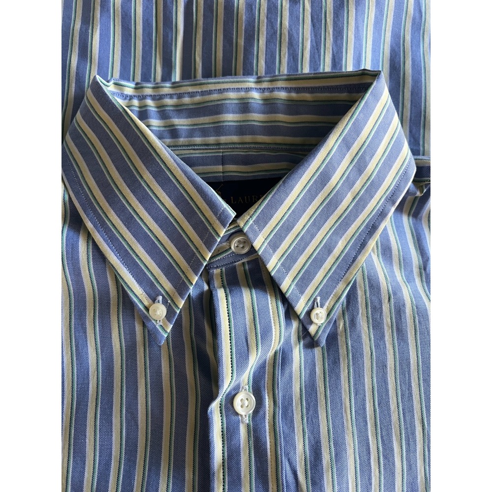 POLO Ralph Lauren Men's Shirt 15.5-32/33 Button Up Blue Yellow Green Stripe - Picture 3 of 6